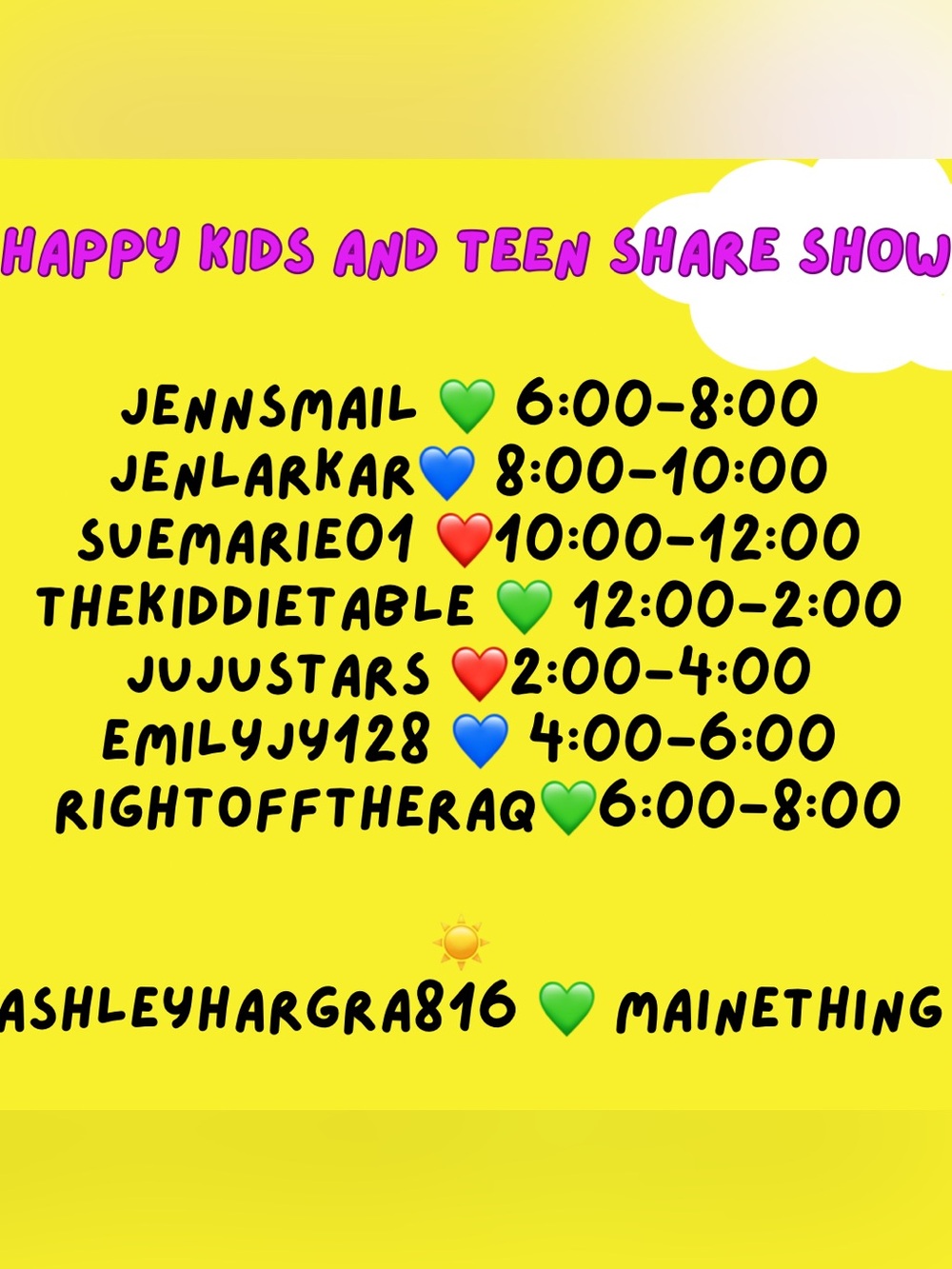 Kids and teen first share show every Thursday! 
Let’s get you what you need!